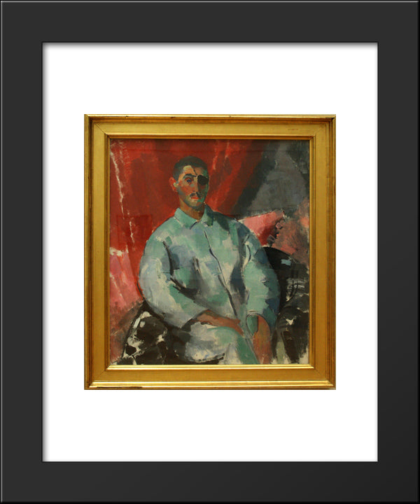 Self-Portrait With Black Bandage 20x24 Black Modern Wood Framed Art Print Poster by Wouters, Rik