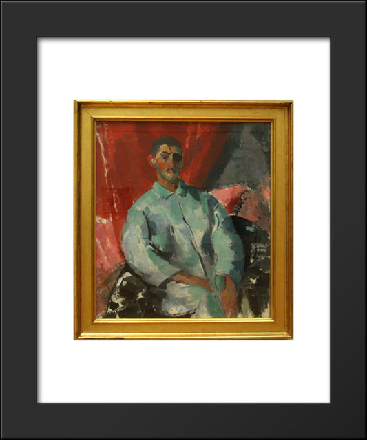 Self-Portrait With Black Bandage 20x24 Black Modern Wood Framed Art Print Poster by Wouters, Rik