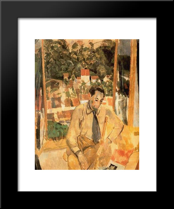 The Flute Player 20x24 Black Modern Wood Framed Art Print Poster by Wouters, Rik