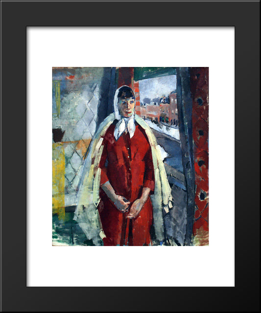 Woman At The Window 20x24 Black Modern Wood Framed Art Print Poster by Wouters, Rik