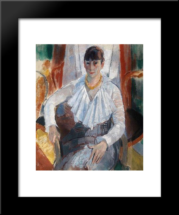 Woman In White 20x24 Black Modern Wood Framed Art Print Poster by Wouters, Rik