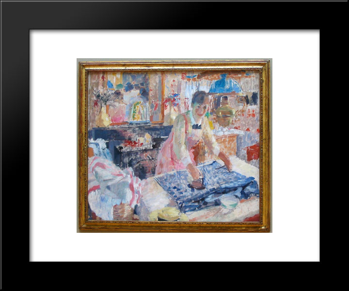 Woman Ironing 20x24 Black Modern Wood Framed Art Print Poster by Wouters, Rik