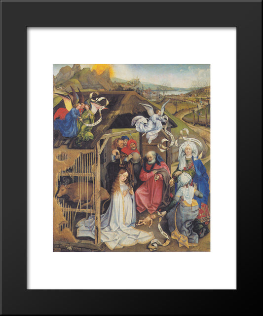 Adoration Of Shepherds 20x24 Black Modern Wood Framed Art Print Poster by Campin, Robert