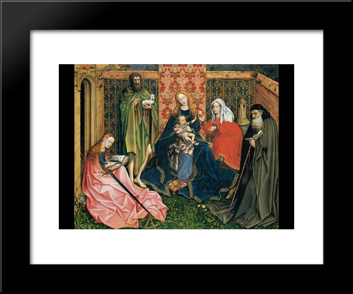 Madonna And Child In A Garden 20x24 Black Modern Wood Framed Art Print Poster by Campin, Robert
