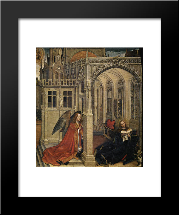 The Annunciation 20x24 Black Modern Wood Framed Art Print Poster by Campin, Robert