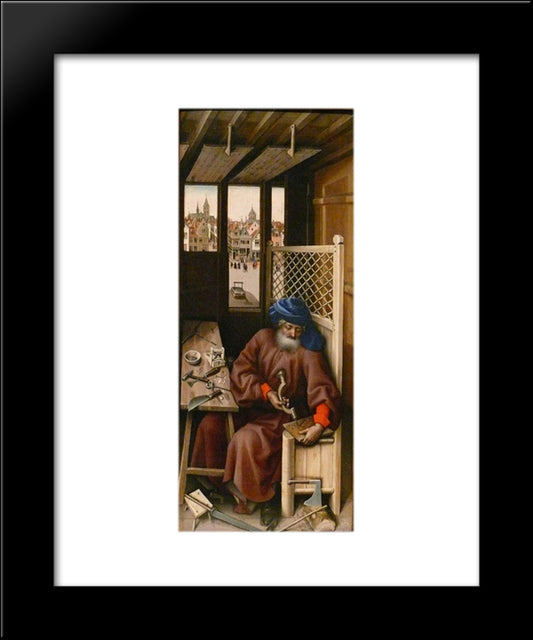 The Merode Altarpiece - Joseph As A Medieval Carpenter 20x24 Black Modern Wood Framed Art Print Poster by Campin, Robert