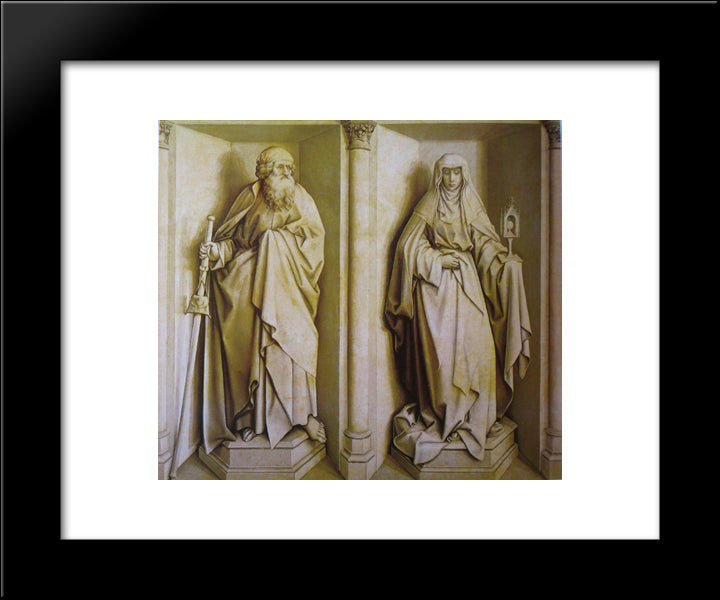 The Nuptials Of The Virgin - St. James The Great And St. Clare 20x24 Black Modern Wood Framed Art Print Poster by Campin, Robert