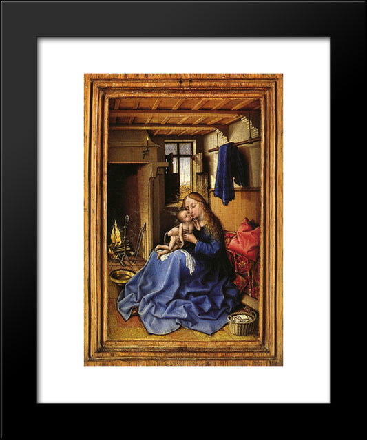 Virgin And Child In An Interior 20x24 Black Modern Wood Framed Art Print Poster by Campin, Robert