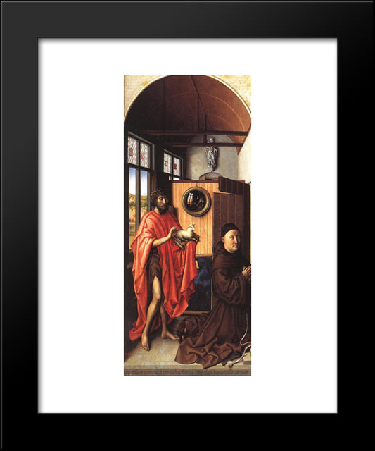 Werl Altarpiece - St. John The Baptist And The Donor, Heinrich Von Wer 20x24 Black Modern Wood Framed Art Print Poster by Campin, Robert