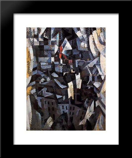 Ciudades. City 20x24 Black Modern Wood Framed Art Print Poster by Delaunay, Robert