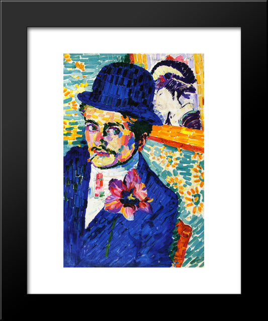 Man With A Tulip (Also Known As Portrait Of Jean Metzinger) 20x24 Black Modern Wood Framed Art Print Poster by Delaunay, Robert