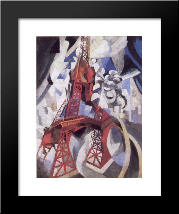 The Red Tower 20x24 Black Modern Wood Framed Art Print Poster by Delaunay, Robert