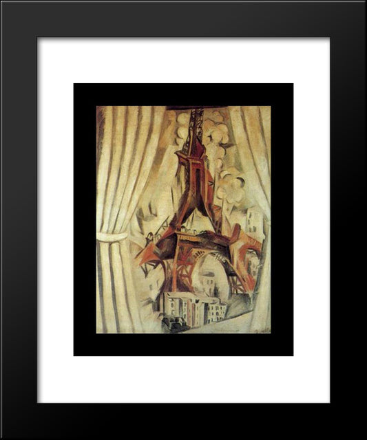Window, Eiffel Tower 20x24 Black Modern Wood Framed Art Print Poster by Delaunay, Robert