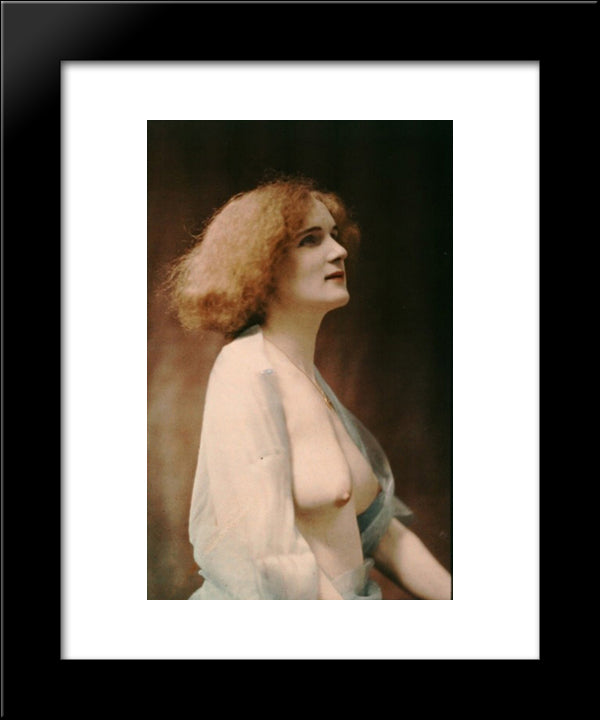 Female Nude Draped In A Blue Veil 20x24 Black Modern Wood Framed Art Print Poster by Demachy, Robert