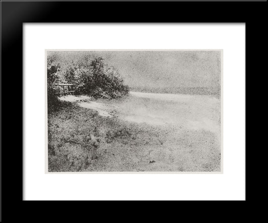 Hedgerow Under The Snow, Villiers 20x24 Black Modern Wood Framed Art Print Poster by Demachy, Robert