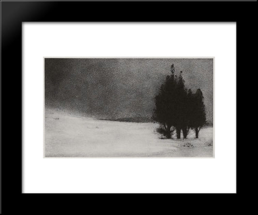 Three Trees In A Snowy Landscape 20x24 Black Modern Wood Framed Art Print Poster by Demachy, Robert