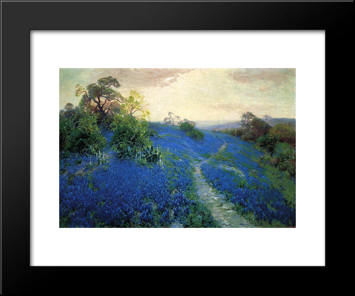Bluebonnet Field 20x24 Black Modern Wood Framed Art Print Poster by Onderdonk, Robert Julian