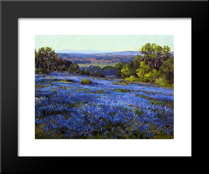 Bluebonnets, Late Afternoon, North Of San Antonio 20x24 Black Modern Wood Framed Art Print Poster by Onderdonk, Robert Julian