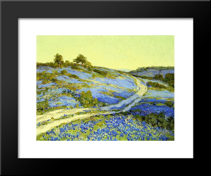Bluebonnets, Late Afternoon 20x24 Black Modern Wood Framed Art Print Poster by Onderdonk, Robert Julian
