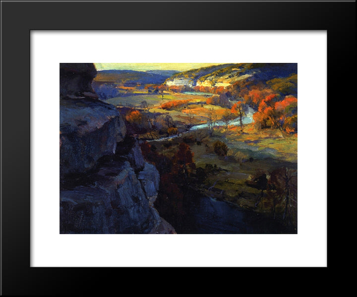 Bluffs On The Guadalupe Riiver, 17 Miles Above Kerryville Texas 20x24 Black Modern Wood Framed Art Print Poster by Onderdonk, Robert Julian