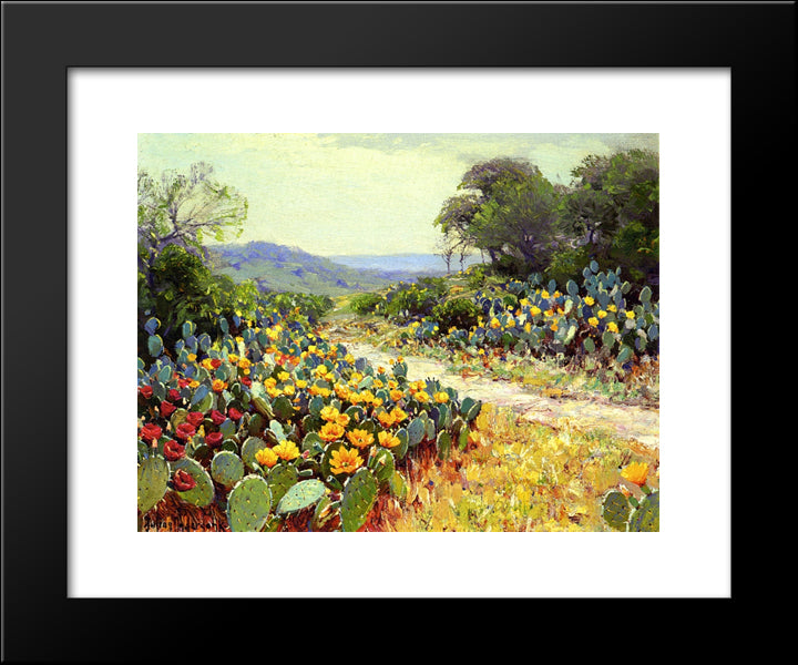 Cactus In Bloom 20x24 Black Modern Wood Framed Art Print Poster by Onderdonk, Robert Julian