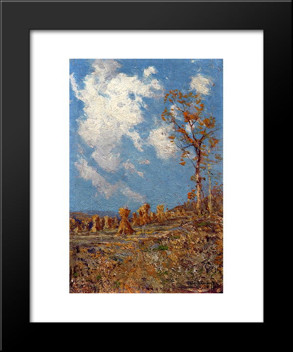 Field With Corn Shocks 20x24 Black Modern Wood Framed Art Print Poster by Onderdonk, Robert Julian