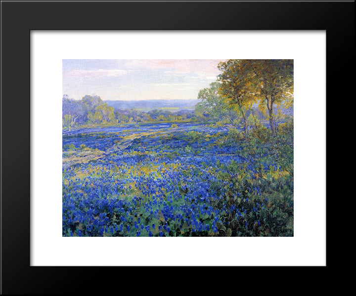 Fields Of Bluebonnets 20x24 Black Modern Wood Framed Art Print Poster by Onderdonk, Robert Julian
