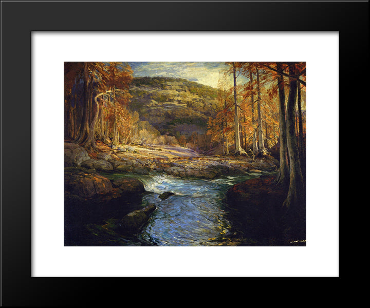 Forest Stream (Headwaters Of The Guadalupe) 20x24 Black Modern Wood Framed Art Print Poster by Onderdonk, Robert Julian