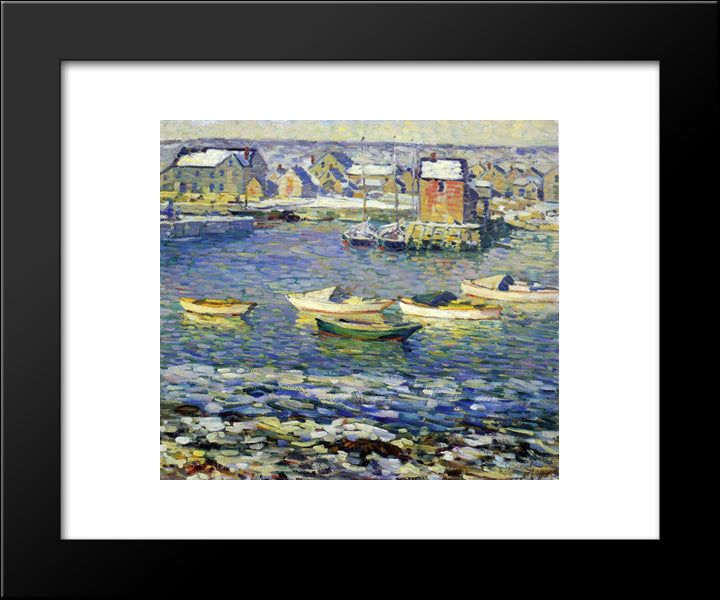 Rockport, Boats In A Harbor 20x24 Black Modern Wood Framed Art Print Poster by Spencer, Robert