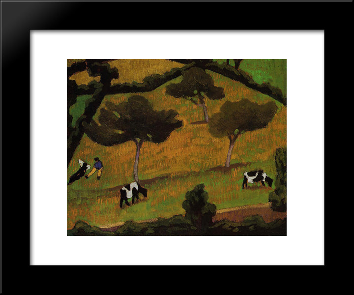 Cows In A Meadow 20x24 Black Modern Wood Framed Art Print Poster by Fresnaye, Roger
