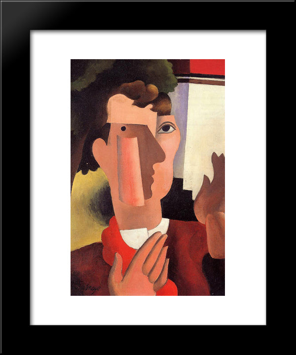Man With A Red Kerchief 20x24 Black Modern Wood Framed Art Print Poster by Fresnaye, Roger