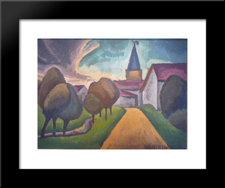 The Entrance To The Village 20x24 Black Modern Wood Framed Art Print Poster by Fresnaye, Roger