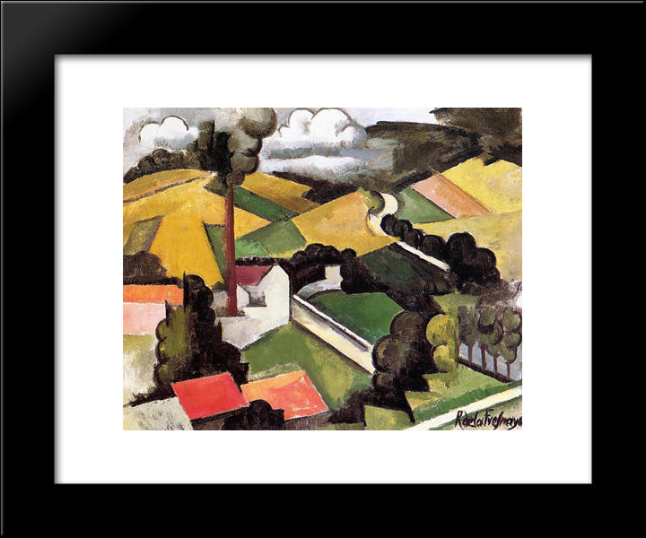 The Factory Chimney, Meulan Landscape 20x24 Black Modern Wood Framed Art Print Poster by Fresnaye, Roger