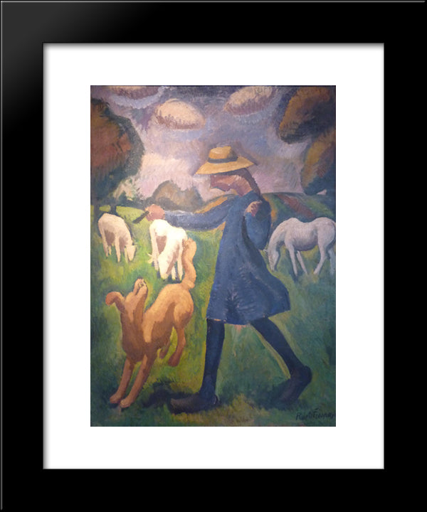 The Shepherdess. Spring Marie Child 20x24 Black Modern Wood Framed Art Print Poster by Fresnaye, Roger