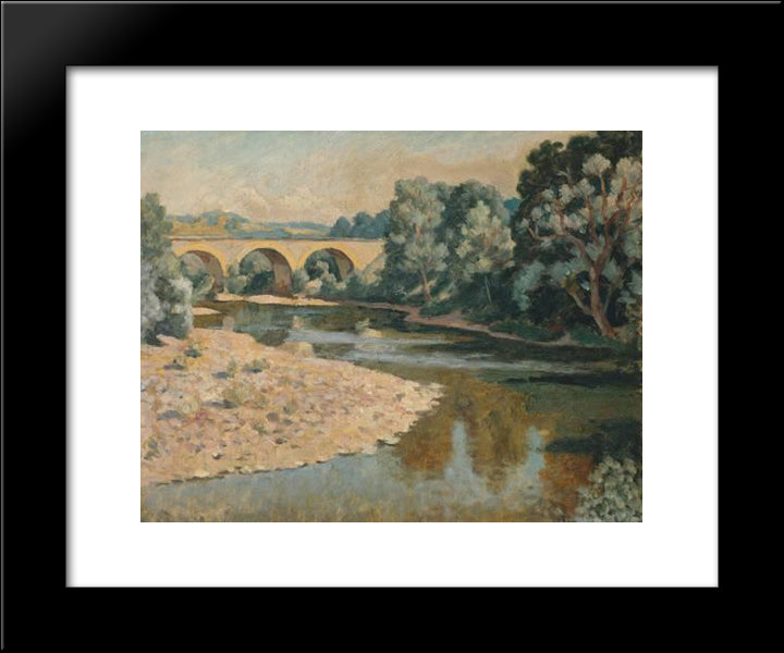 Bridge Over The Allier 20x24 Black Modern Wood Framed Art Print Poster by Fry, Roger