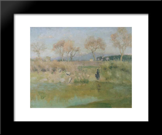 Landscape With Shepherd, Near Villa Madama, Rome 20x24 Black Modern Wood Framed Art Print Poster by Fry, Roger