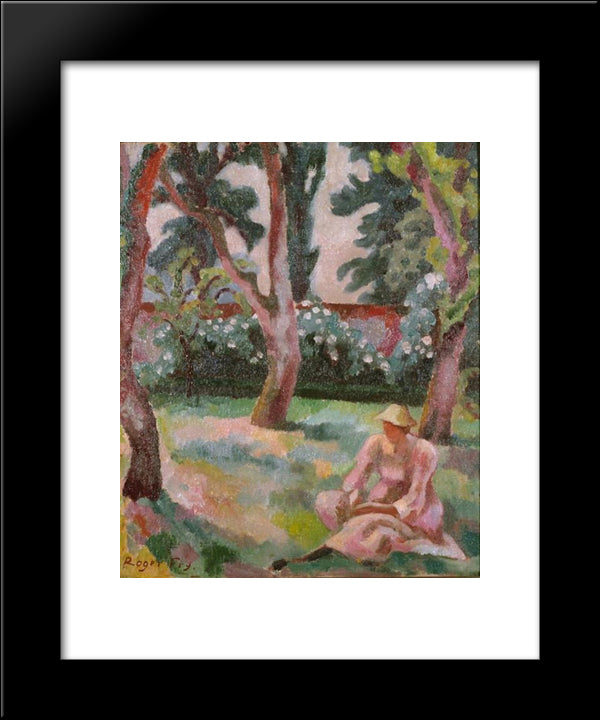 Orchard, Woman Seated In A Garden 20x24 Black Modern Wood Framed Art Print Poster by Fry, Roger