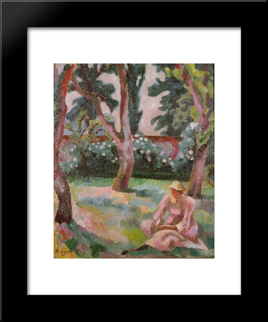 Orchard, Woman Seated In A Garden 20x24 Black Modern Wood Framed Art Print Poster by Fry, Roger