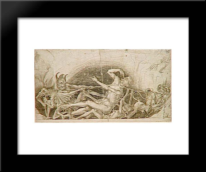 Demons Tortures A Sinner 20x24 Black Modern Wood Framed Art Print Poster by van der Weyden, Rogier