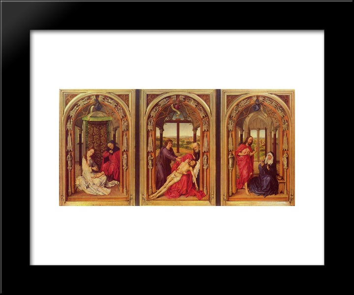 Mary Altarpiece 20x24 Black Modern Wood Framed Art Print Poster by van der Weyden, Rogier