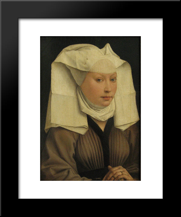 Portrait Of A Young Woman In A Pinned Hat 20x24 Black Modern Wood Framed Art Print Poster by van der Weyden, Rogier