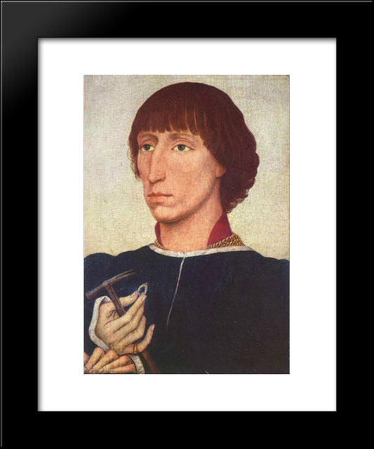Portrait Of Francesco D'Este 20x24 Black Modern Wood Framed Art Print Poster by van der Weyden, Rogier