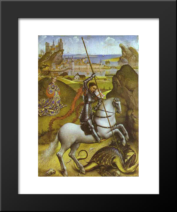Saint George And The Dragon 20x24 Black Modern Wood Framed Art Print Poster by van der Weyden, Rogier