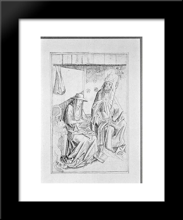Saint Gregory The Great And St. Jerome 20x24 Black Modern Wood Framed Art Print Poster by van der Weyden, Rogier