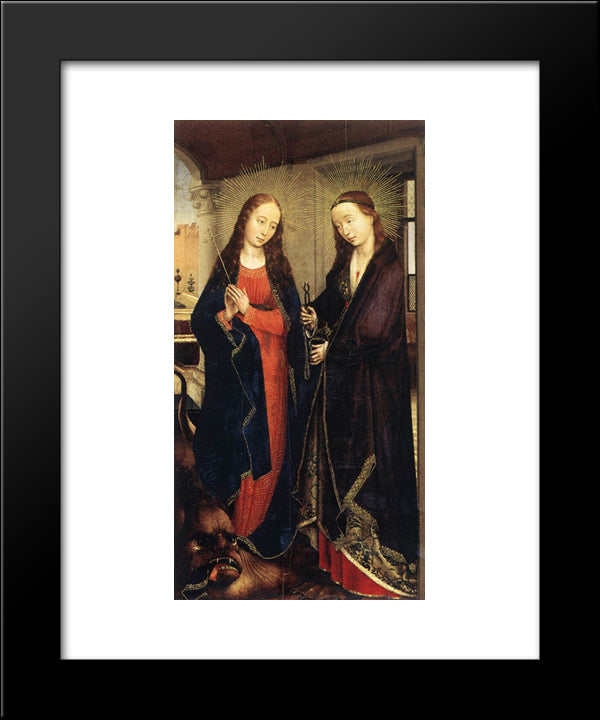 Saints Margaret And Apollonia 20x24 Black Modern Wood Framed Art Print Poster by van der Weyden, Rogier