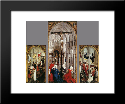 Seven Sacraments Altarpiece 20x24 Black Modern Wood Framed Art Print Poster by van der Weyden, Rogier
