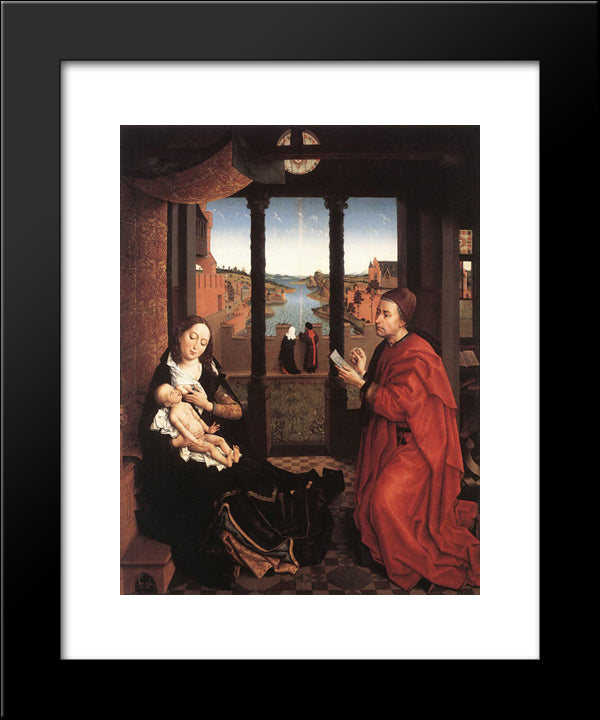 St. Luke Drawing A Portrait Of The Virgin Mary 20x24 Black Modern Wood Framed Art Print Poster by van der Weyden, Rogier