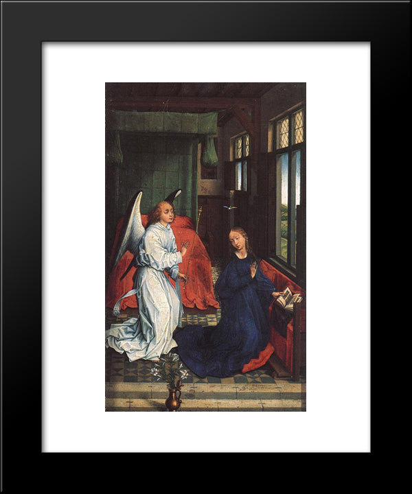The Annunciation 20x24 Black Modern Wood Framed Art Print Poster by van der Weyden, Rogier