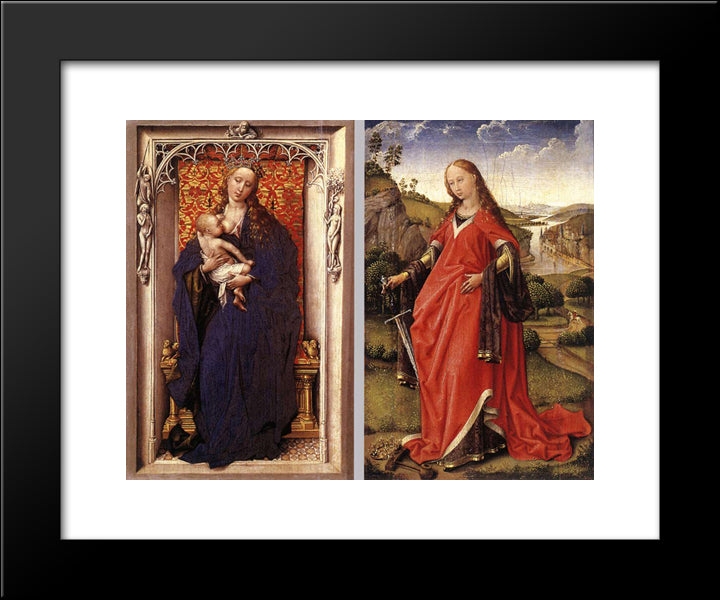 Various Altarpieces 20x24 Black Modern Wood Framed Art Print Poster by van der Weyden, Rogier