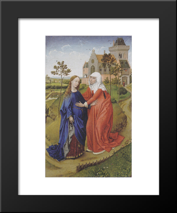 Visitation Of Mary 20x24 Black Modern Wood Framed Art Print Poster by van der Weyden, Rogier